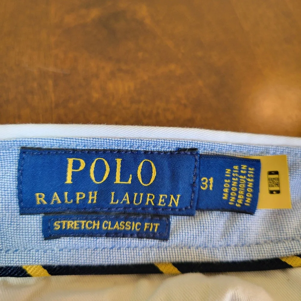 Polo Ralph Lauren Stretch Classic Fit Chino Shorts Mens 31 White Cotton Twill